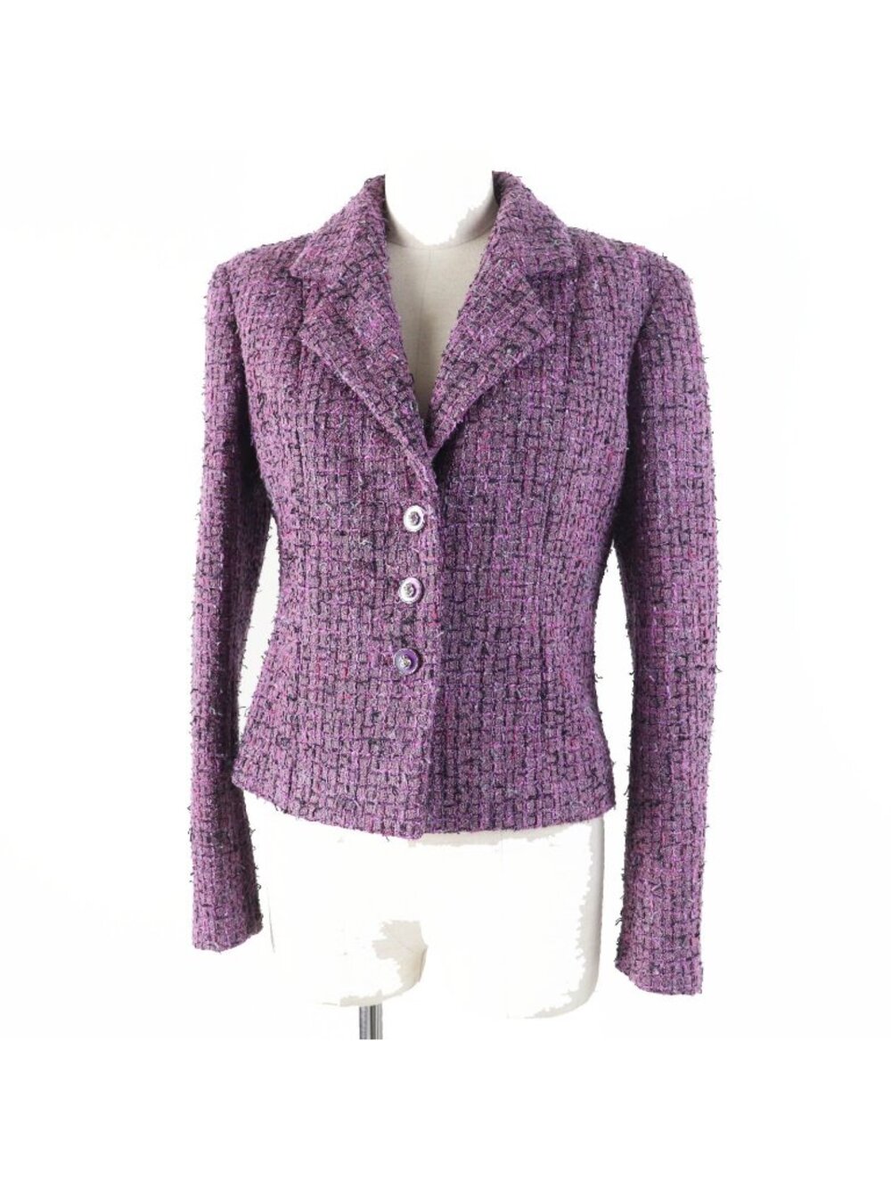 Chanel 22P Tweed Jacket Purple Hanger with Garment 36